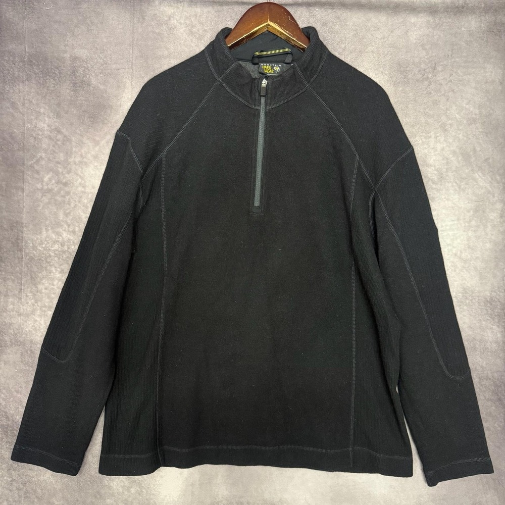 Mountain Hardwear Sweater Men‎ Size XL Black Half Zip Wool Blend Pullover